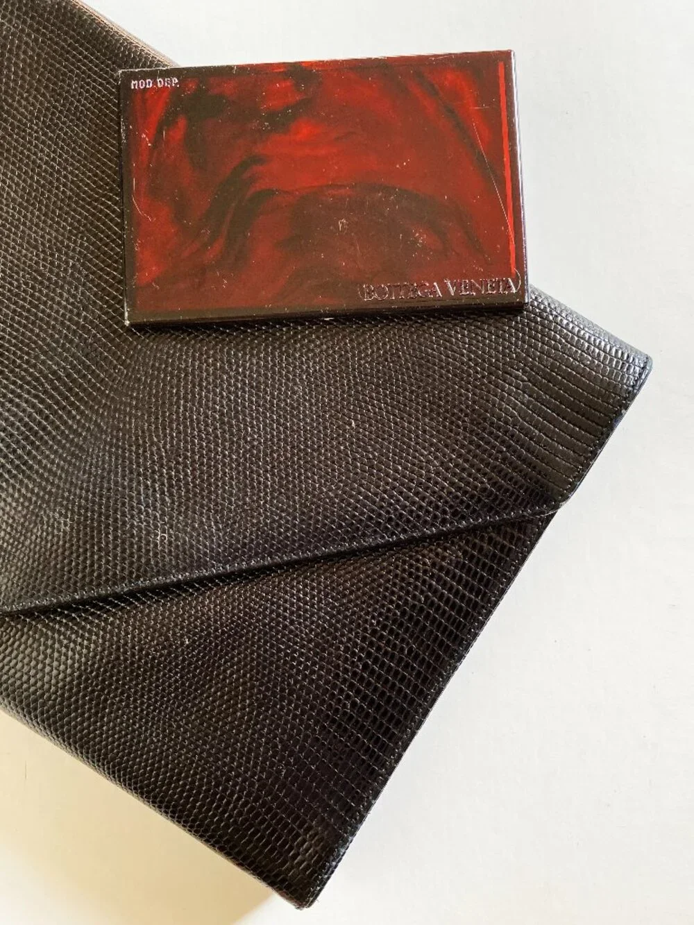 Vintage Bottega Veneta Brown Embossed Leather Clutch with Removable Strap